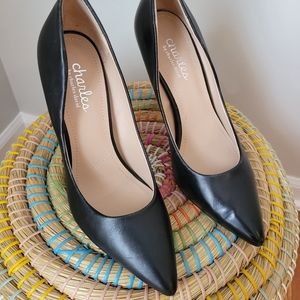 Black Leather Charles David Heels